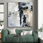 Black, White, Gray Layered Chaos “City Mosaic” - Painting On Canvas PS0799