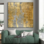 Gold and Gray Textured, "Gilded Memories" – Mixed - Media Abstract On Canvas PS0888