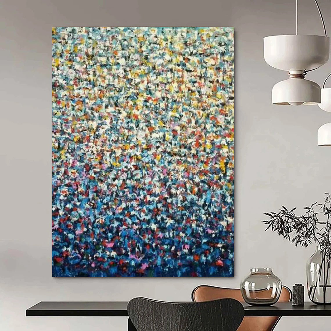 “Colorful Crowd” - Pointillist Figurative Painting On Canvas PT2344