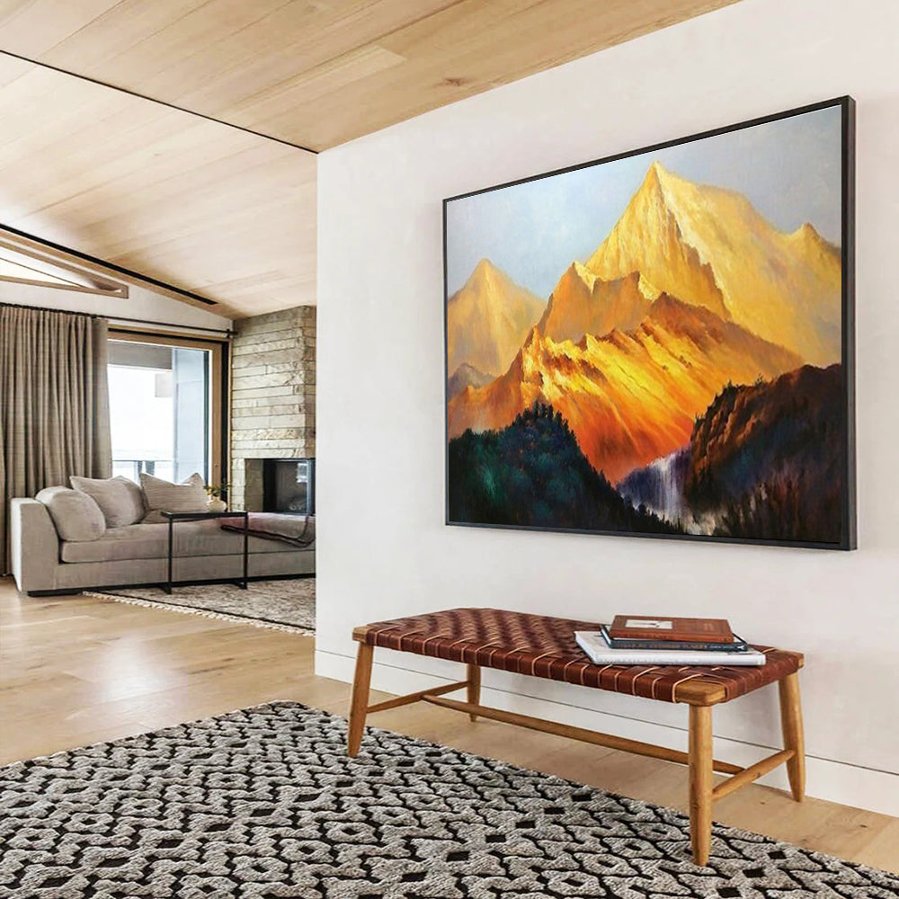 “Golden Peaks” - Realistic Landscape Painting On Canvas DKS433