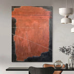 Black, Red with Minimalist Lines "Bold Simplicity" Abstract Painting On Canvas PS1320