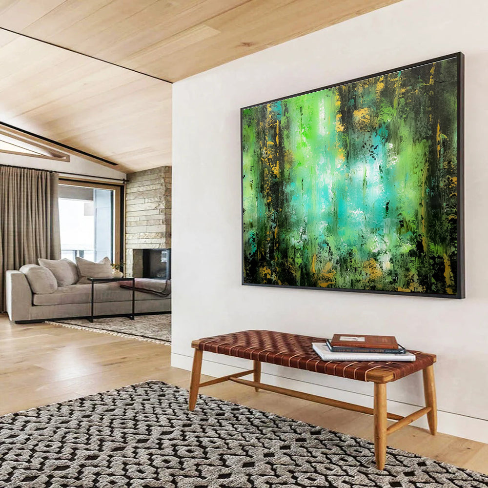 “Lush Green - Blue Forest Abstract” - Textured Oil Painting on Canvas DKS921