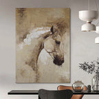 “Abstract Horse in Earth Tones” - Textured Oil Painting On Canvas PT2176