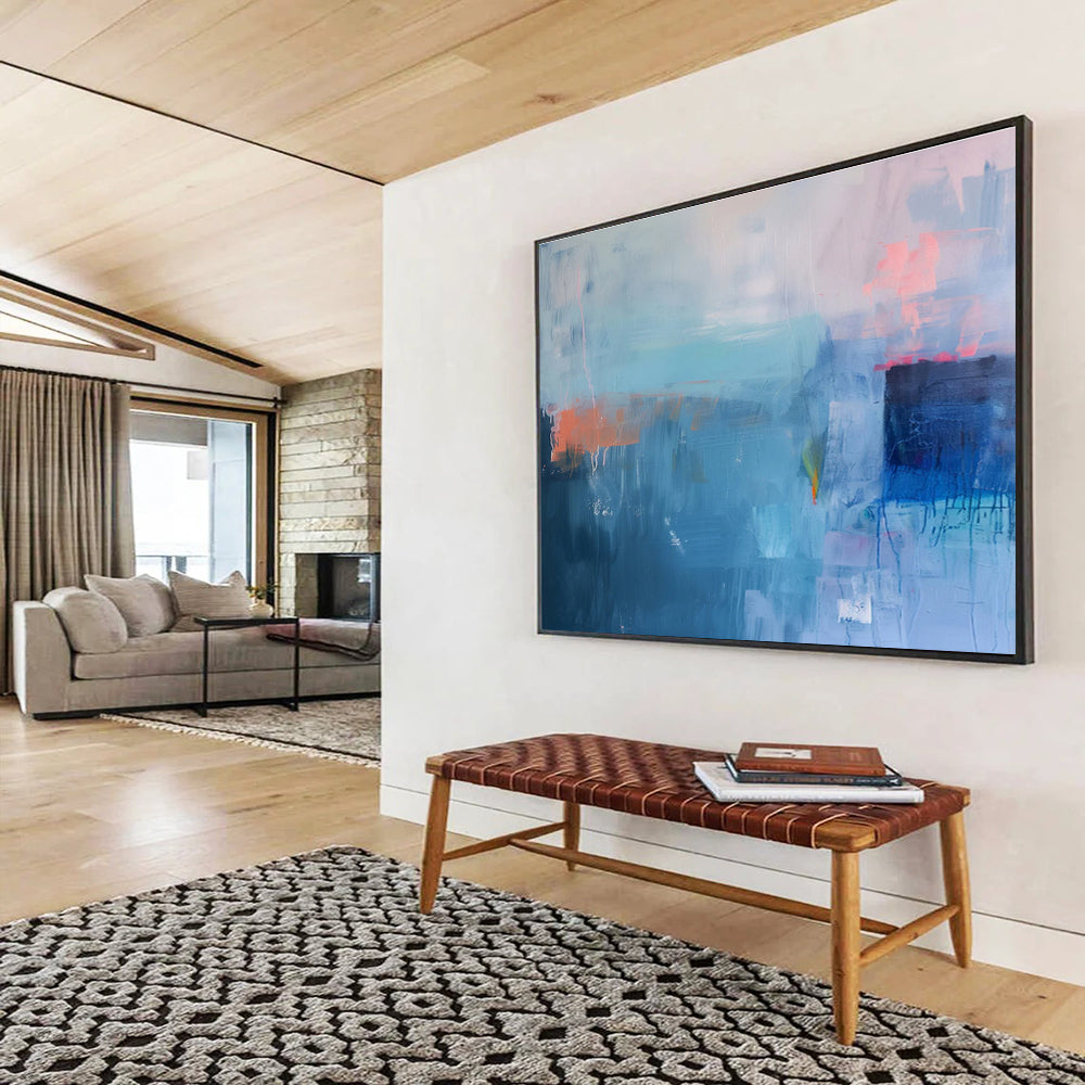 “Cool Blue Abstraction” - Abstract Expressionist Painting On Canvas DKS478