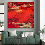 “Red - Gold Textured Abstraction” - Red, Gold, Black Abstract Painting On Canvas PS0472