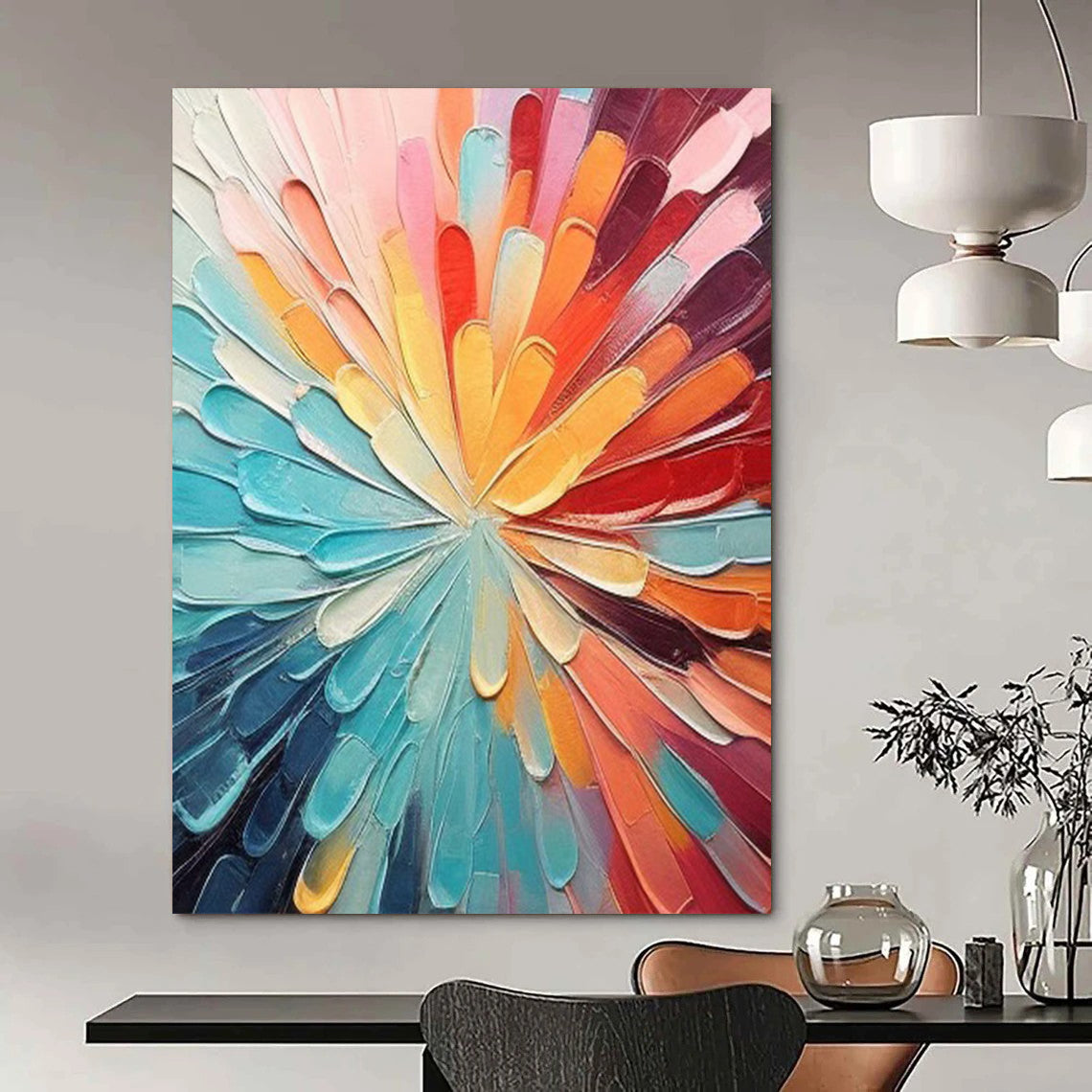 “Color - Wheel Flower” - Textured Abstract Painting On Canvas DS288