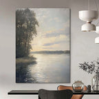 “Realistic Light - Filled Riverbank” - Impressionist Landscape Painting On Canvas PT1875