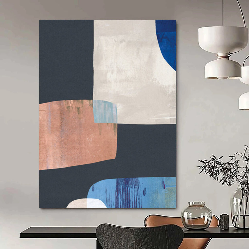 “Geometric Color Blocks” - Modern Shapes & Muted Tones Painting On Canvas DS200