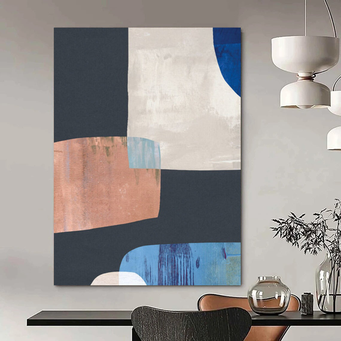 “Geometric Color Blocks” - Modern Shapes & Muted Tones Painting On Canvas DS200