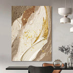 “Elegant Neutrals with Gold Accents” - Beige, Brown, Gold Abstract Painting On Canvas PT1477