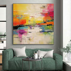 “Rainbow Abstract Energy” - Multicolor Abstract Expressionist Painting On Canvas PS0692