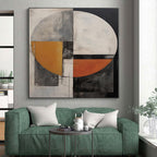 “Circular Geometric Abstract in Warm Tones” - Geometric Abstract Painting On Canvas PS0247