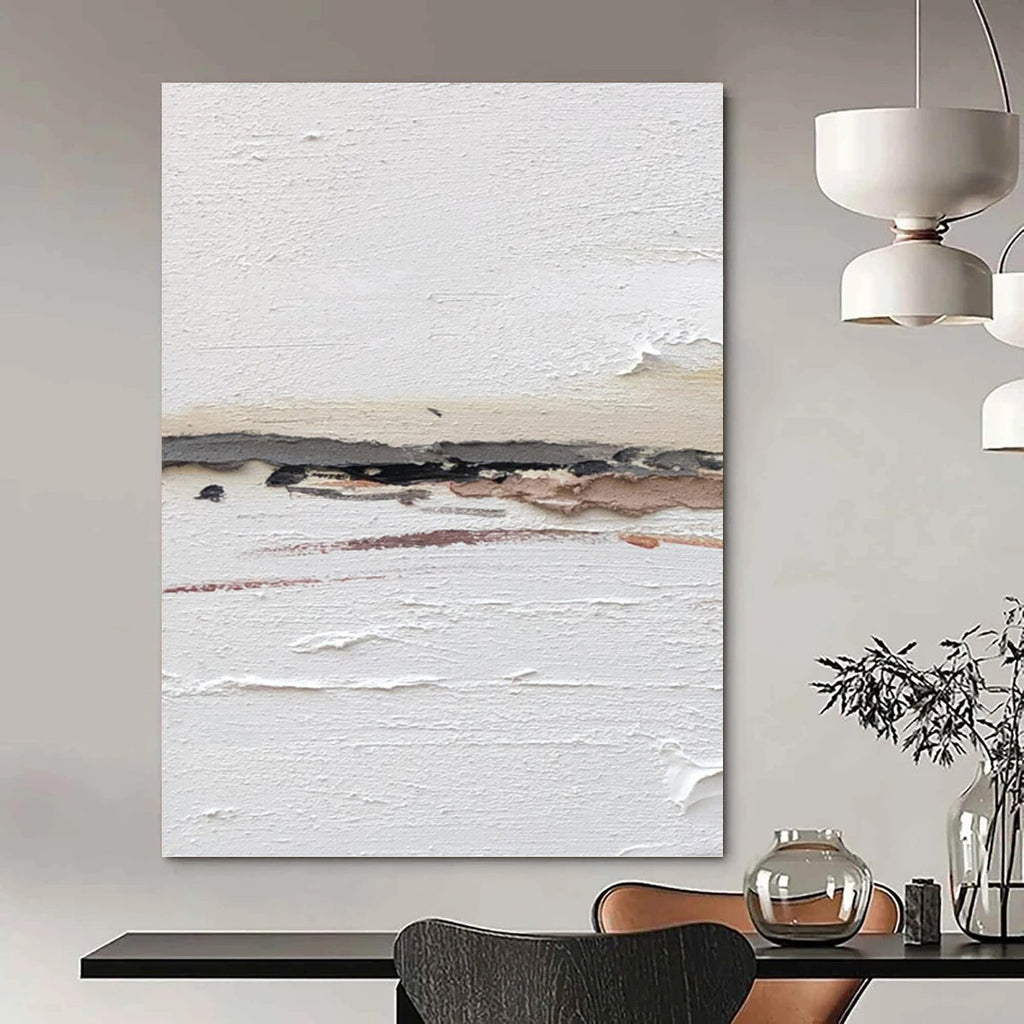“White and Brown Abstract” - Abstract, Subtle - Styled Painting On Canvas PT1664