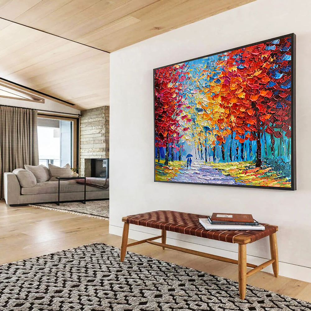 “Colorful Autumn Stroll” - Impressionistic Forest Painting On Canvas PT200