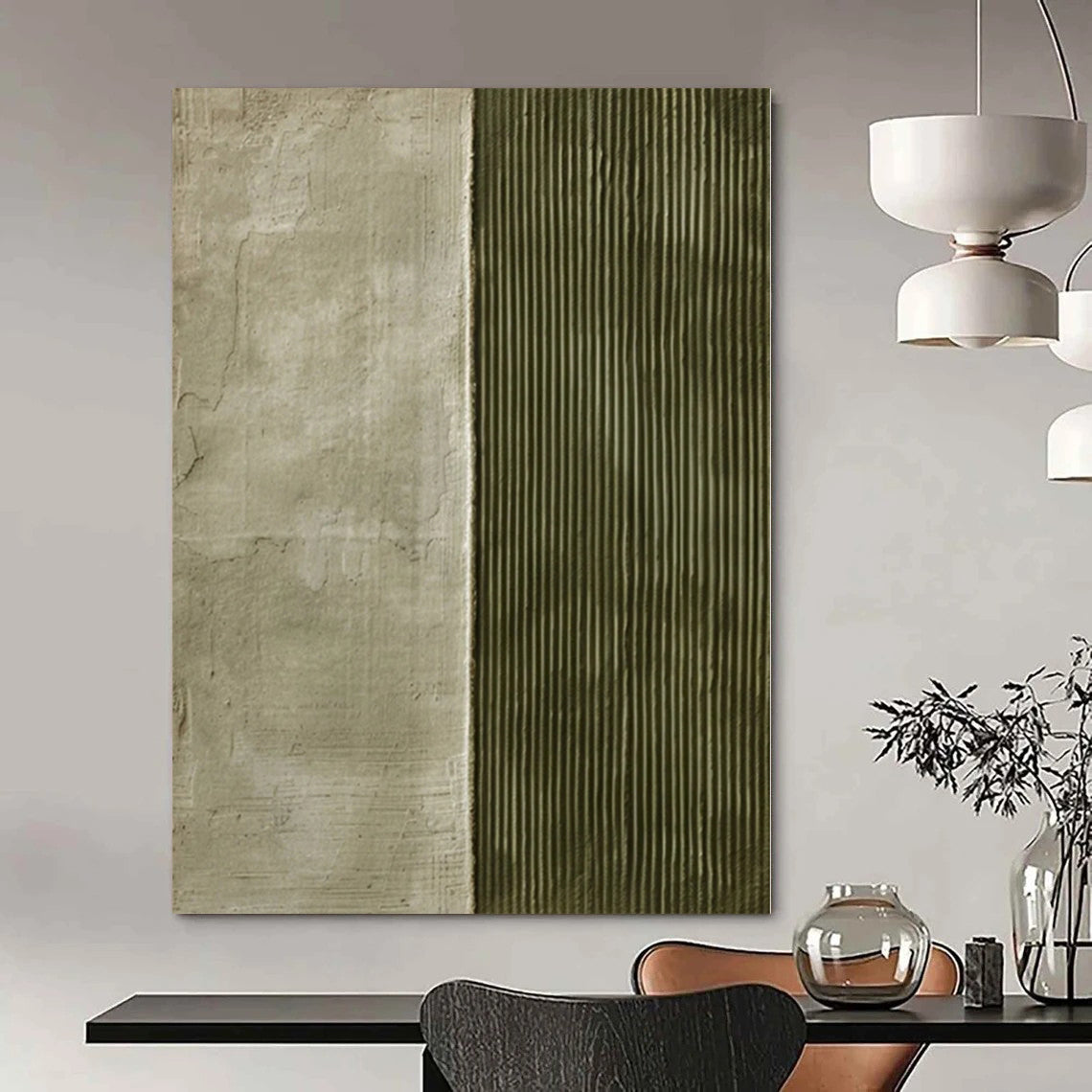“Split Textured Neutrals” - Minimalist Abstract Painting On Canvas PS0218