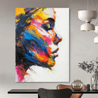 “Colorful Abstract Female Profile” - Expressionist Portrait Painting On Canvas PT2243