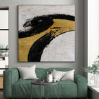 “Bold Black and Gold Abstract” - Modern Abstract Painting On Canvas PS0039