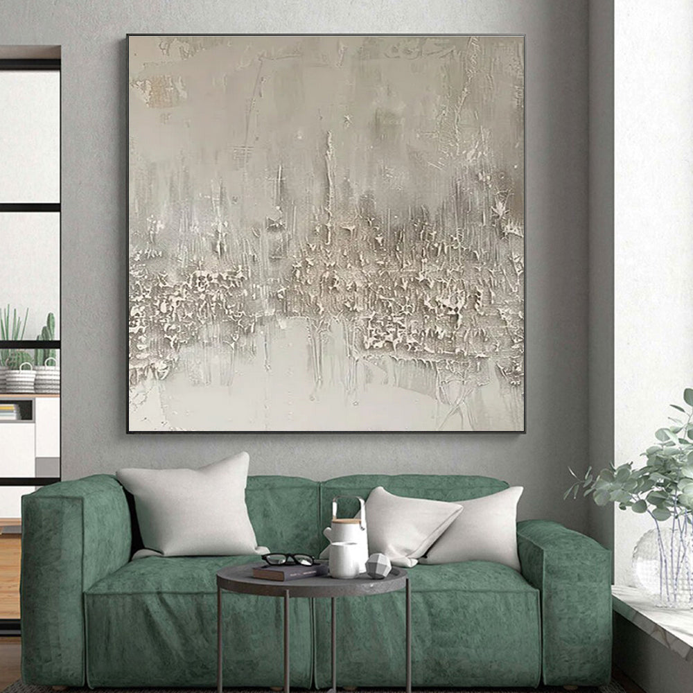 Gray Textured Minimalist "Concrete Silence" Painting On Canvas PS0856