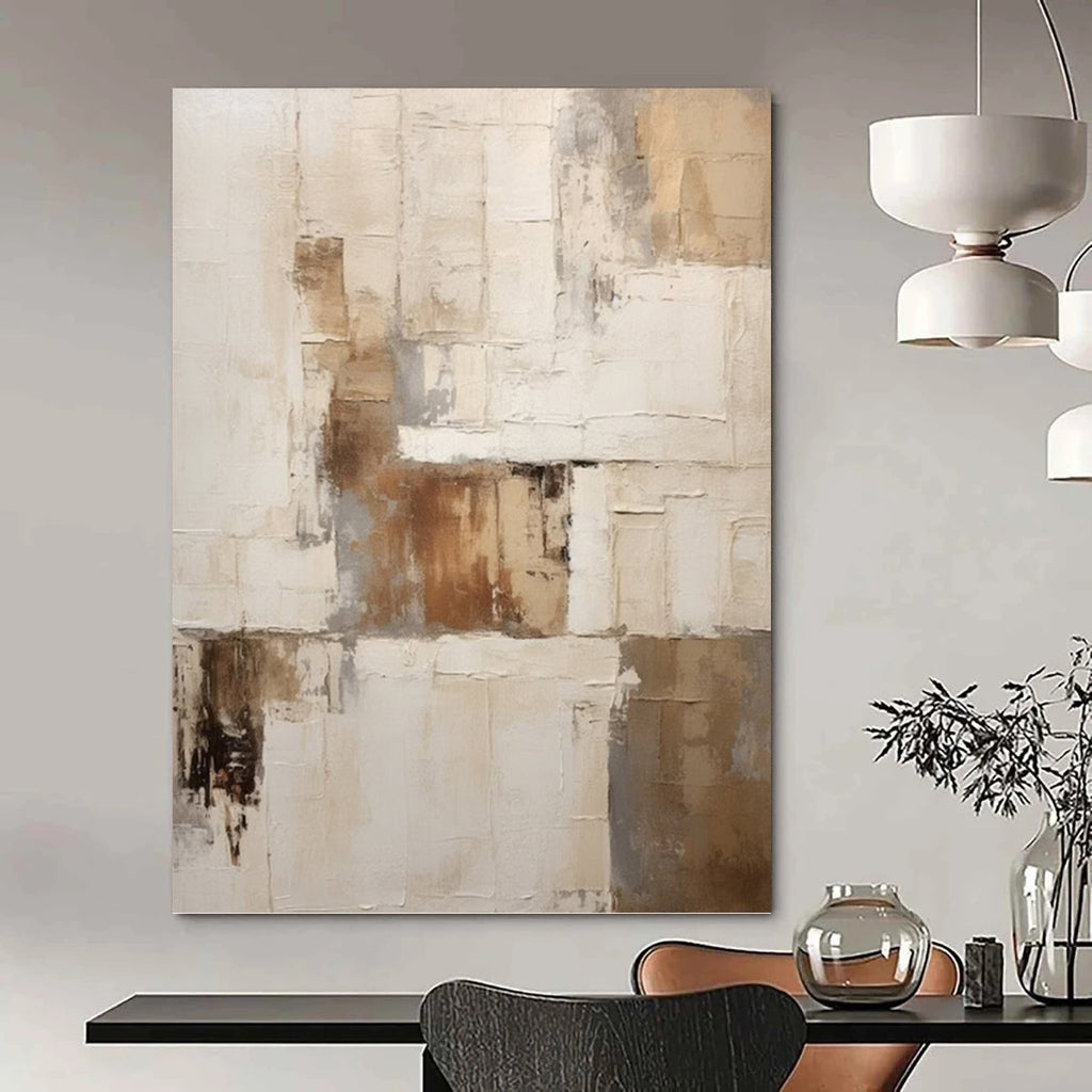 “Neutral Textured Abstract” - Minimalist Abstract Painting On Canvas PT1310