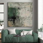 Green, Gray & Black Abstract Strokes "Urban Jungle" Painting On Canvas PS0859