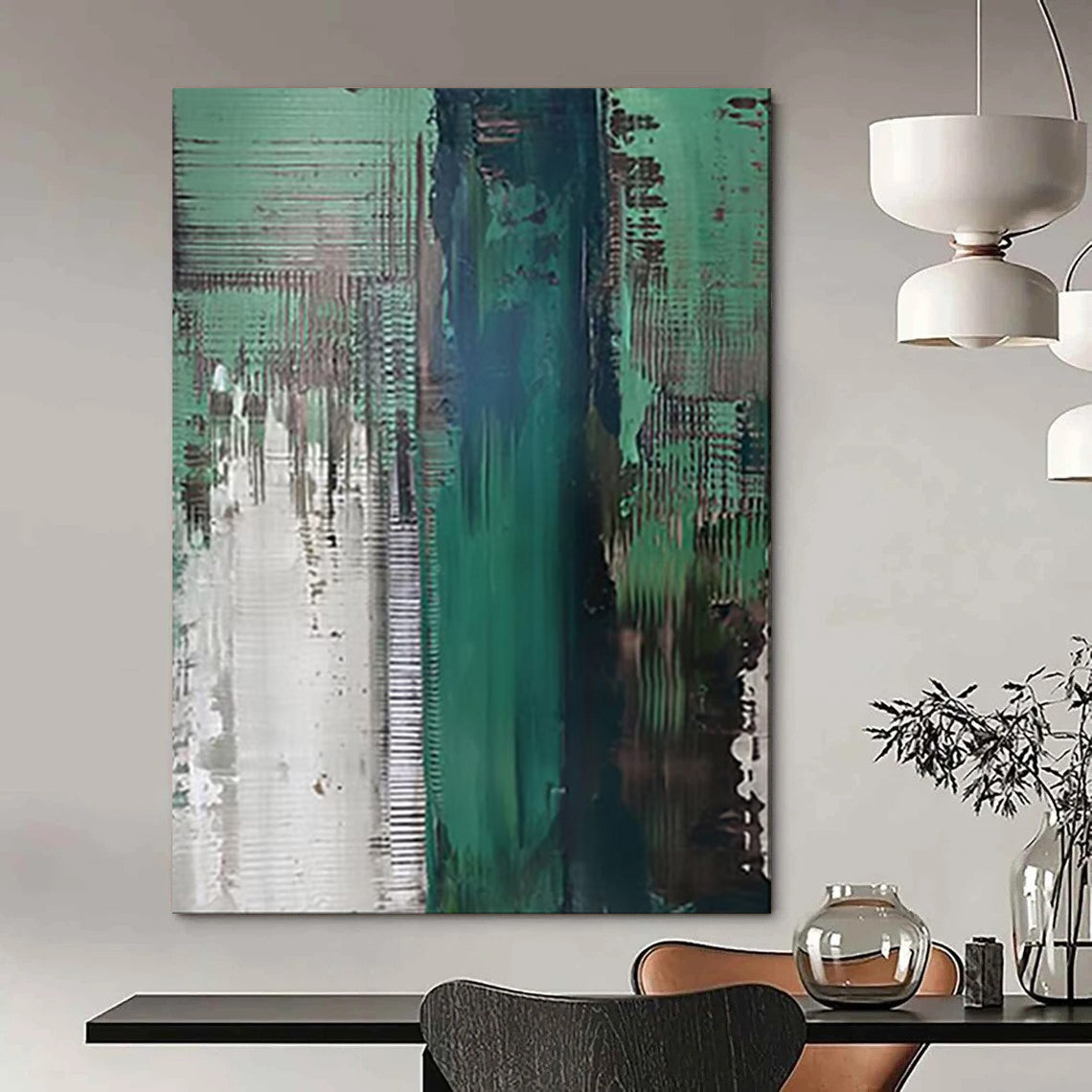 “Teal - Green Abstract Layers” - Abstract Painting On Canvas PT2021