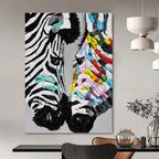 “Colorful Zebra Portrait” - Abstract, Vibrant - Styled Painting On Canvas PT1545