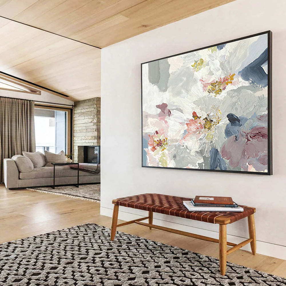 “Soft Floral Abstract” - Impressionistic Flower Painting On Canvas DKS404