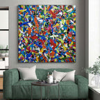 Explosive Color Splashes, "Rainbow Chaos" – Action - Painting Abstract On Canvas PS0899