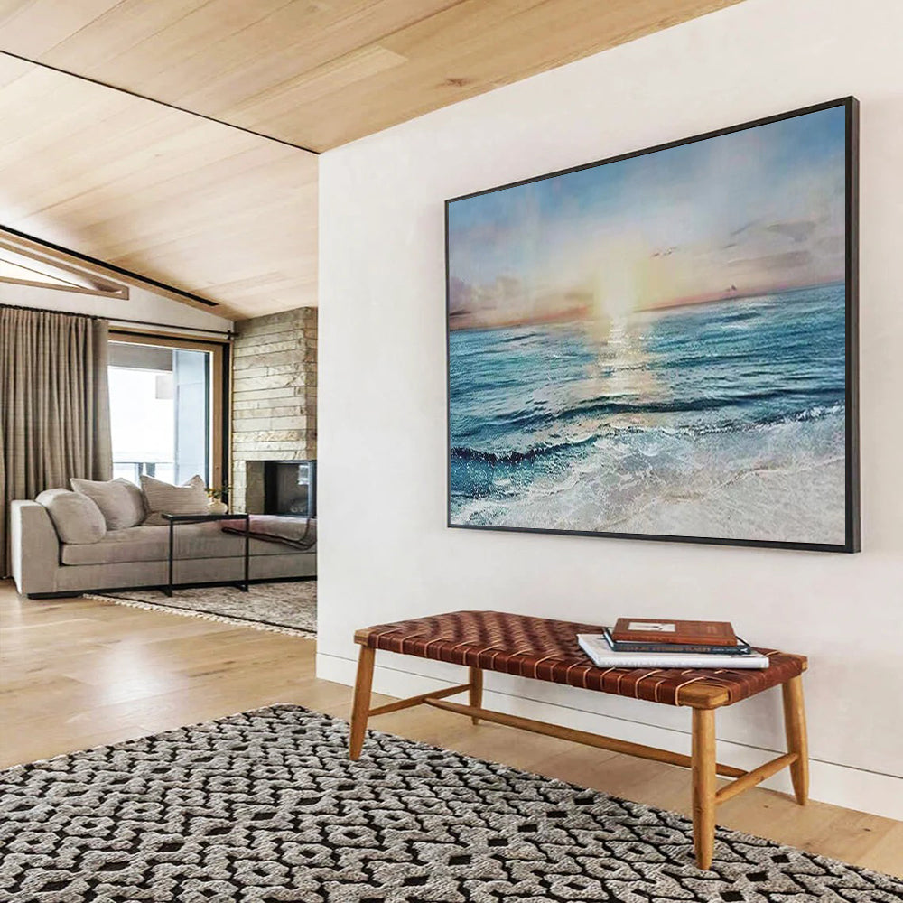 “Sunset Sea Horizon” - Realistic Landscape Painting On Canvas PT258