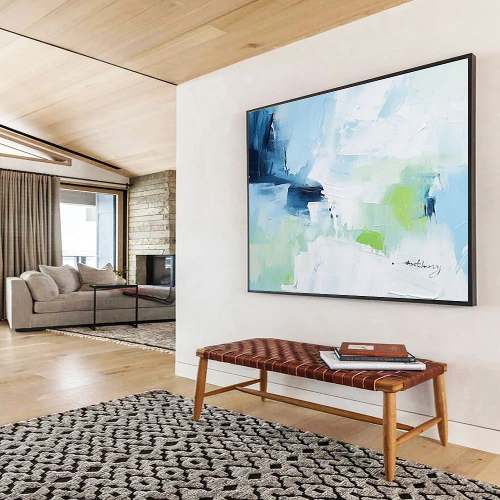 “Blue - Green Abstract Serenity” Painting On Canvas DKS308