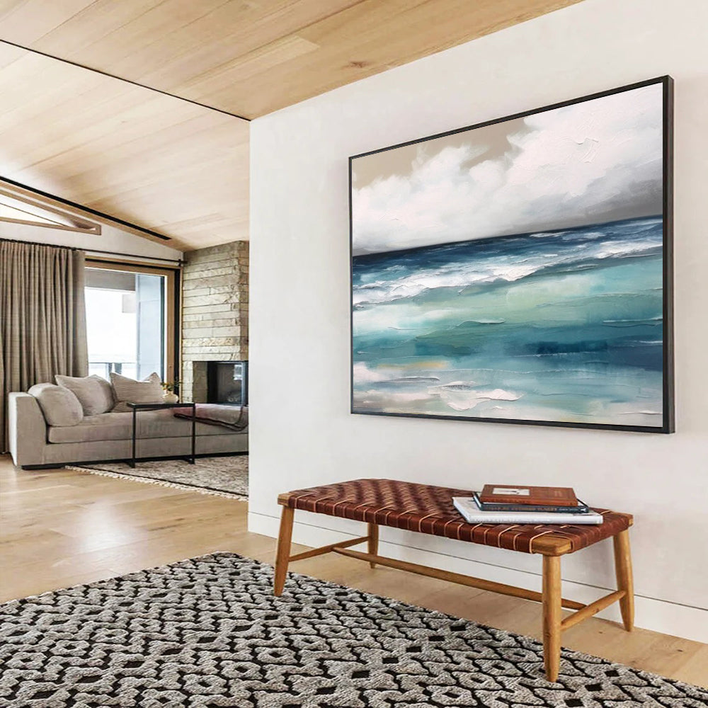 “Layered Ocean Blues” - Textured Seascape Painting On Canvas PT051