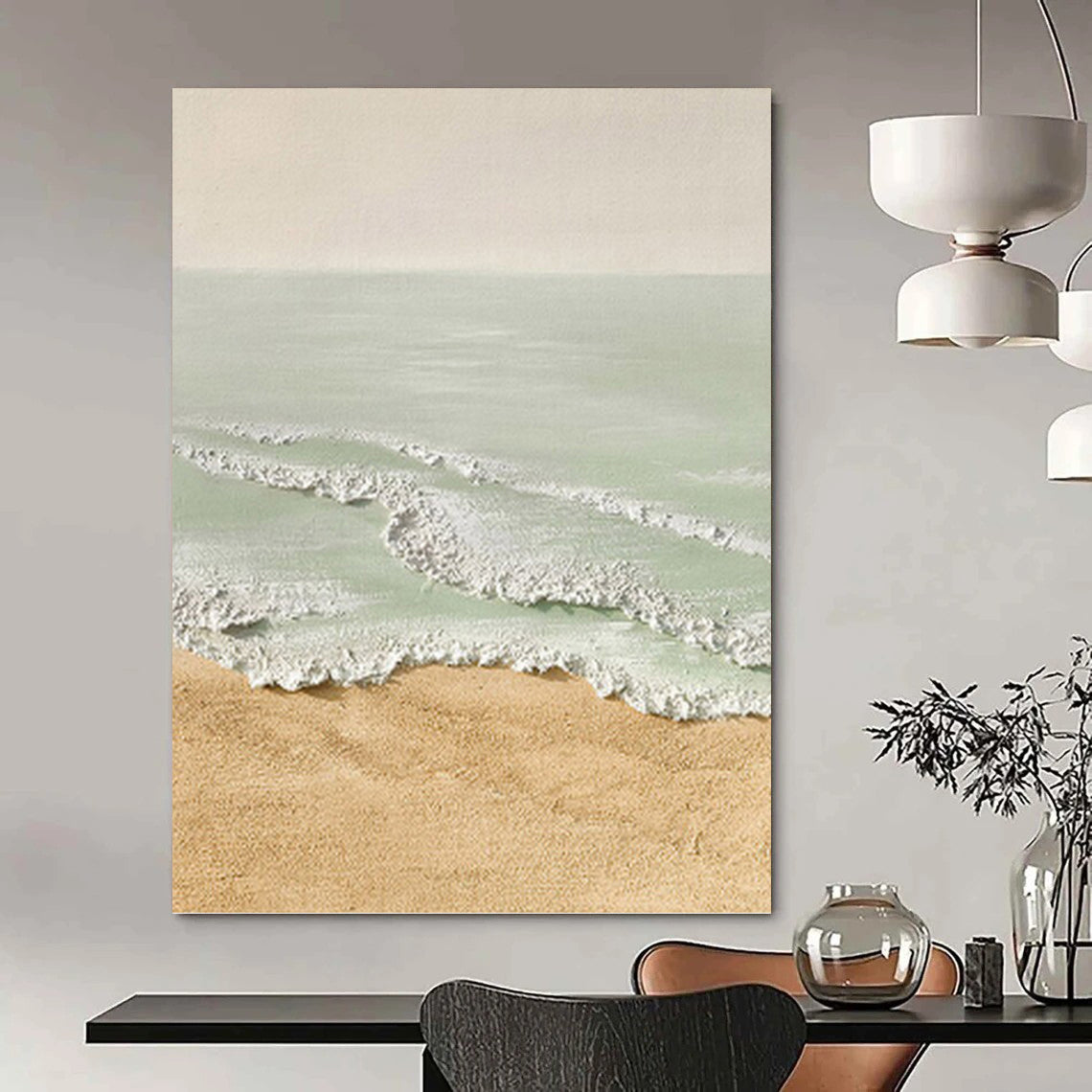 “Pastel Beach Scene” - Serene, Landscape Painting On Canvas PT1489