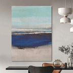 “Soft Blues and Greys: Calm Seascape” - Minimalist Landscape Painting On Canvas PT0926