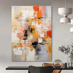 Orange, Pink, Gray, White, Black with Bold Blocks "Urban Pulse" Abstract Painting On Canvas PS1391