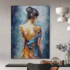 “Impasto Portrait of a Woman in Colorful Dress” - Impasto Figurative Painting On Canvas PT1909
