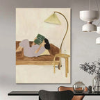 Cozy Reading Nook, Whimsical Figurative, Matisse - Inspired Palette, Painting On Canvas PT2107