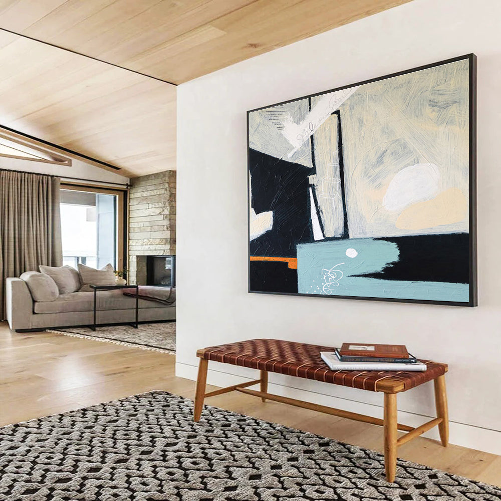 “Monochromatic Geometric Abstract” - Geometric Abstract Painting DKS546