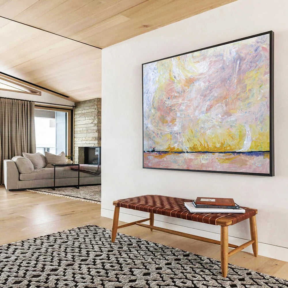 “Pastel Sky Abstract Landscape” - Abstract Painting On Canvas DKS564