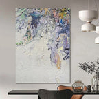White, Colorful with Thick Textures "Colorful Chaos" Abstract Painting On Canvas PS1349