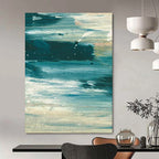 “Ocean Current Abstraction” - Deep Blue Swirls & White Accents Painting On Canvas DS177