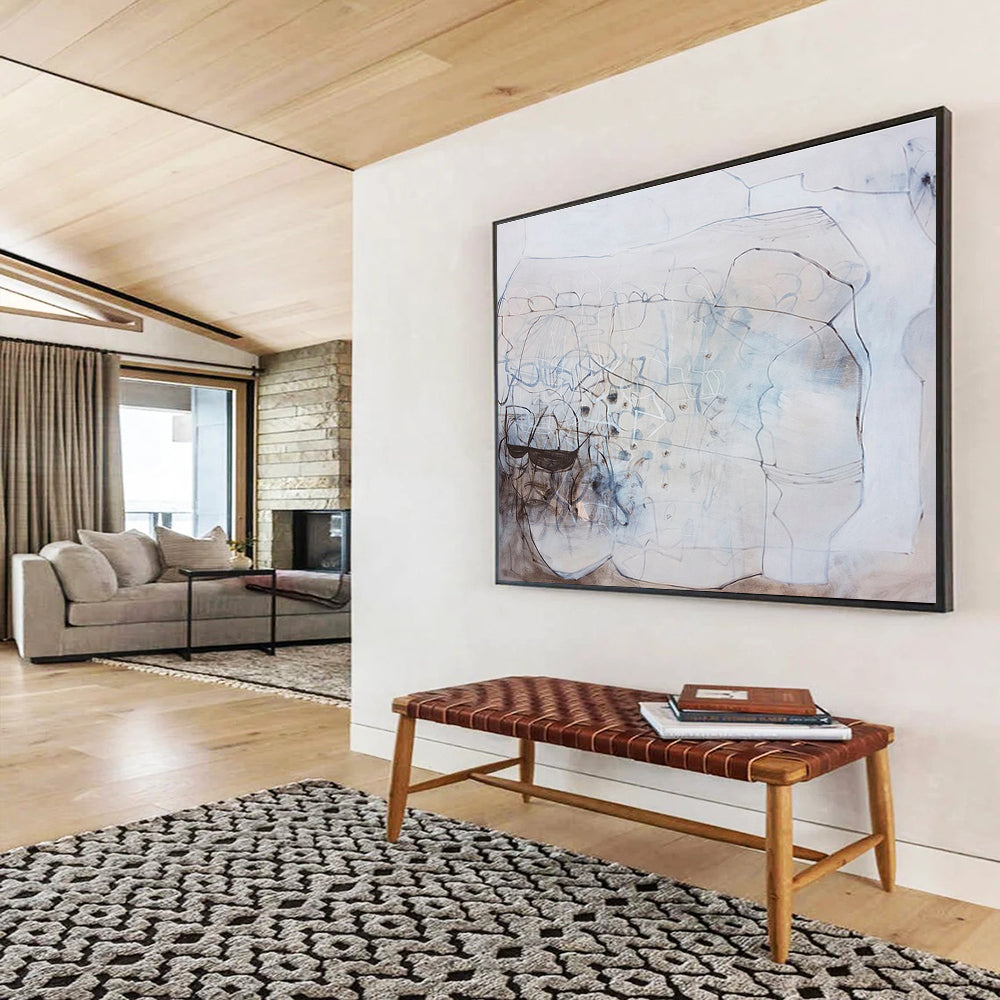 Monochrome Abstract with Shapes Painting On Canvas DKS080