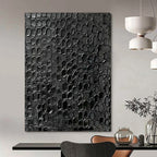 “Black Textured Pattern” - Minimalist Abstract Painting On Canvas PT2361