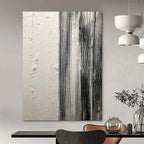 “Black and White Vertical Textured Stripes” - Minimalist Abstract Painting On Canvas DS382