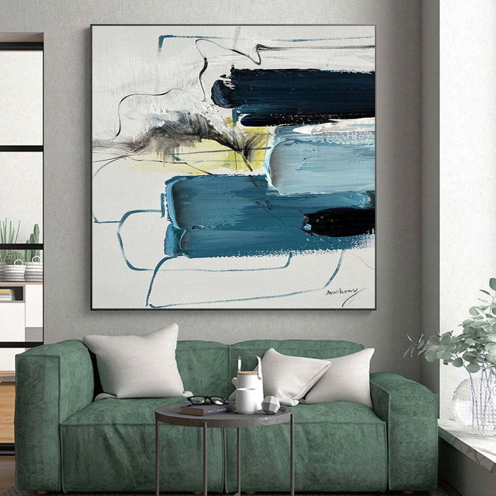 Blue Rhythm - Mainly Shades of Blue and White - Abstract Expressionism PS0779