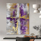 “Purple - Gold Fusion” - Intricate Metallic & Purple Layers Painting On Canvas DS135