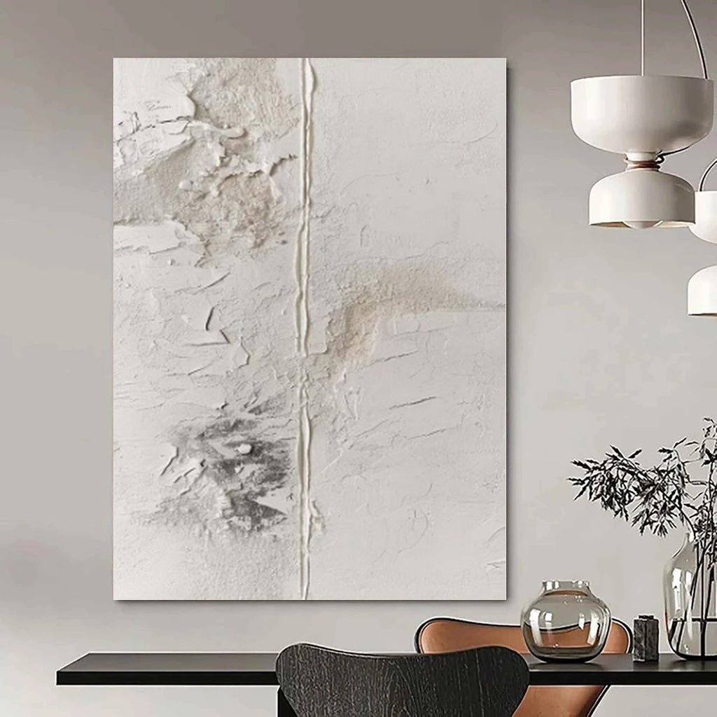 “White Textured Distressed” - Raw Abstract Painting On Canvas PS0149