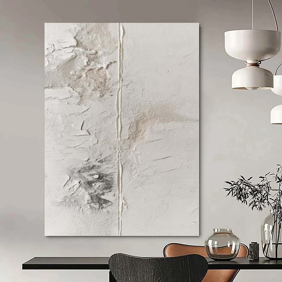 “White Textured Distressed” - Raw Abstract Painting On Canvas PS0149