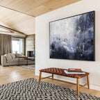 “Blue - Gray Abstract Waves” - Dynamic Textures “Stormy Surf” Painting On Canvas PT1671