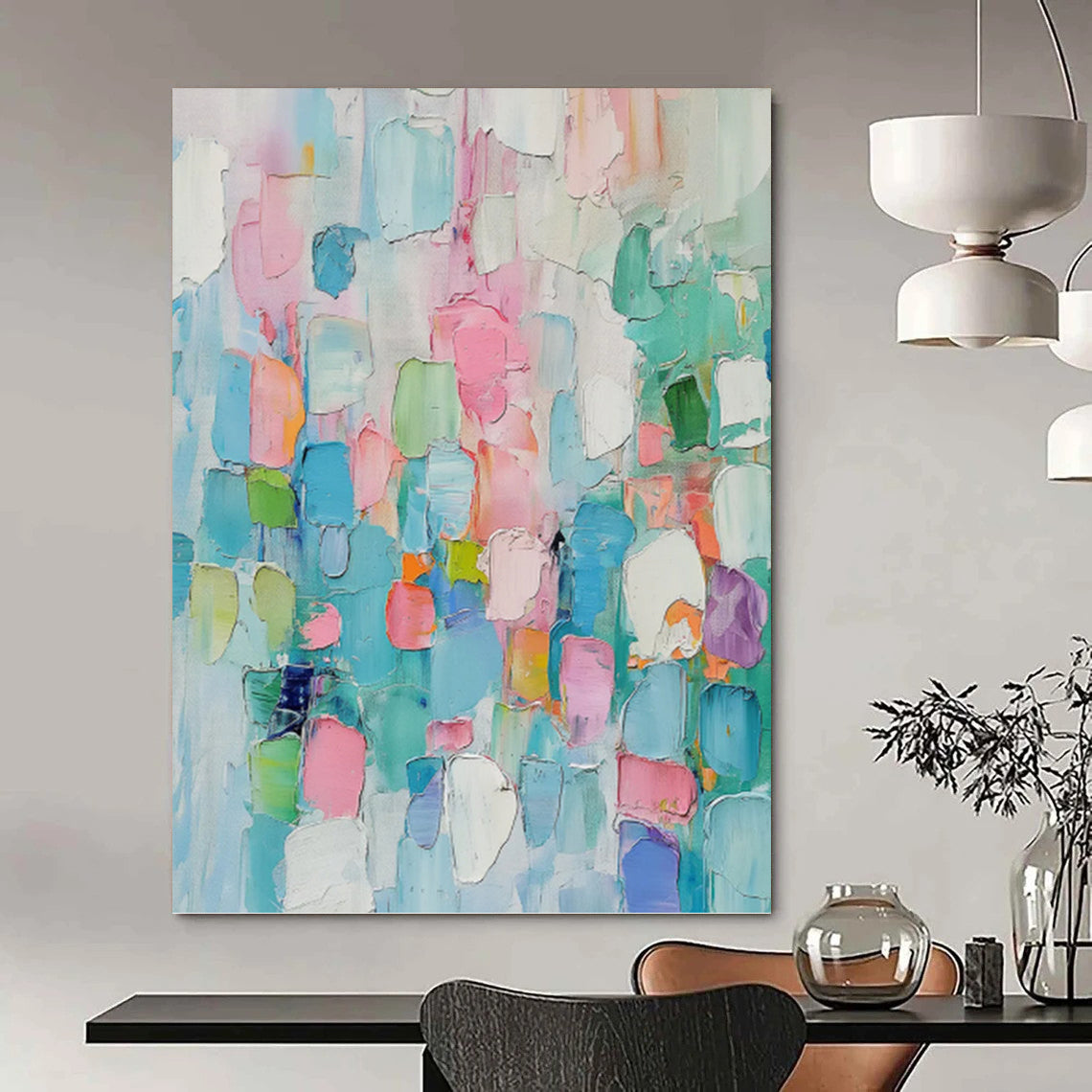 “Pastel Color Block Abstract” - Modernist Color Field Painting On Canvas PT0997