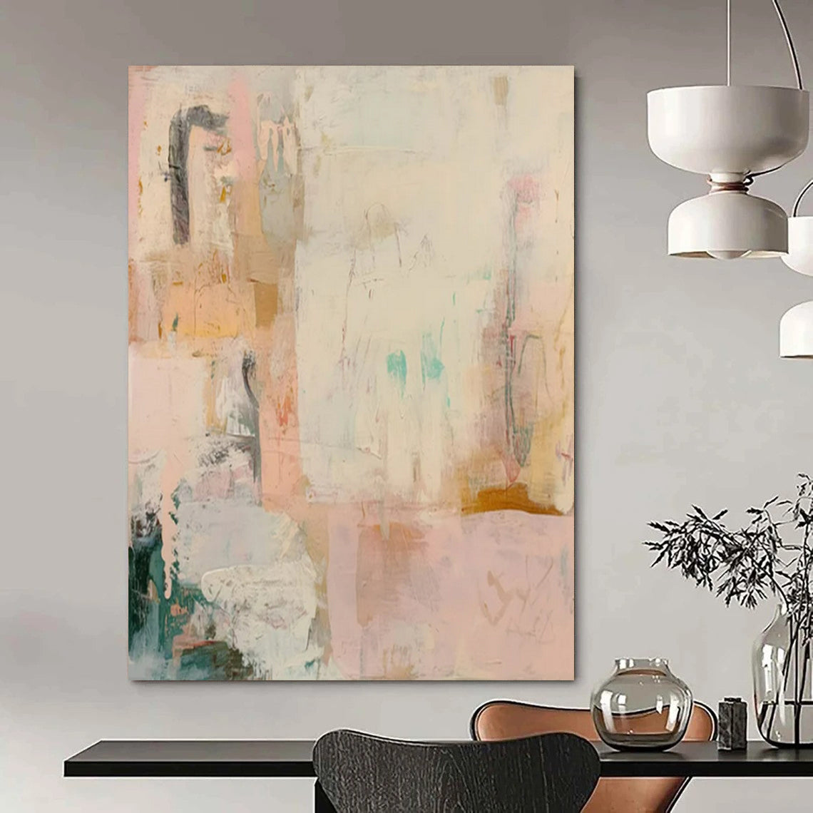 Soft Pink and Beige, "Blush Tones" – Abstract Color - Field Painting On Canvas PS0942